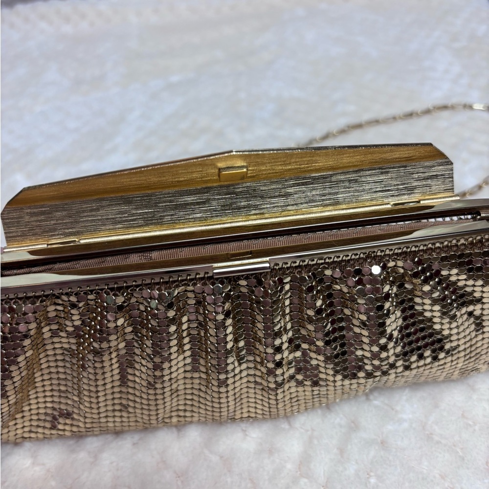 Whiting & Davis Gold Metal Mesh Crossbody Bag - Picture 7 of 14